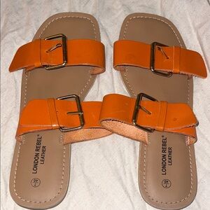 Women's Orange Leather Sandals